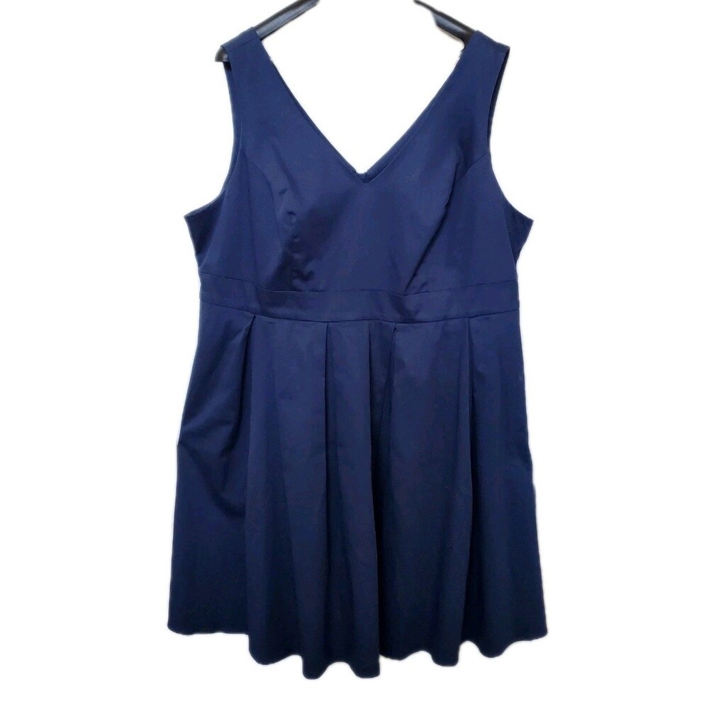 Fervour Navy Blue 3x Retro 50s Rockabilly Pinup Tea Swing Dress Empire Pleated - Picture 2 of 9